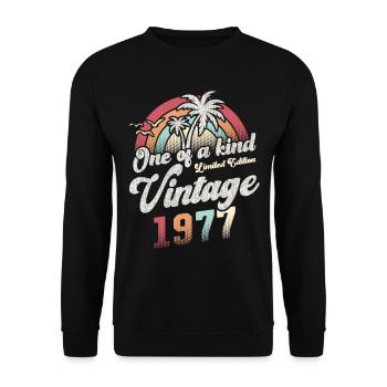 Vintage 1977 Birthday Palm Trees - Unisex Sweatshirt - black - Front - Alina (178cm) & Michal (187cm)