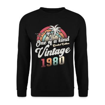 Vintage 1980's Birthday Palm Trees - Unisex Sweatshirt - black - Front - Alina (178cm) & Michal (187cm)