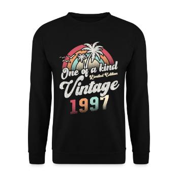 Vintage 1997 Geburtstag Palmen - Unisex Pullover - Schwarz - Vorne - Alina (178cm) & Michal (187cm)