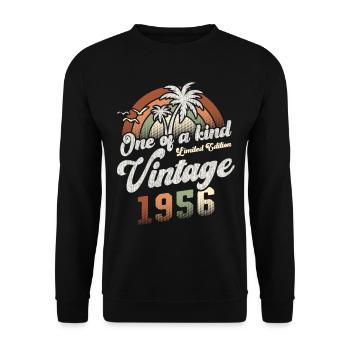 Millésime 1956 Anniversaire Palmiers - Sweat-shirt Unisexe - noir - Devant - Alina (178cm) & Michal (187cm)