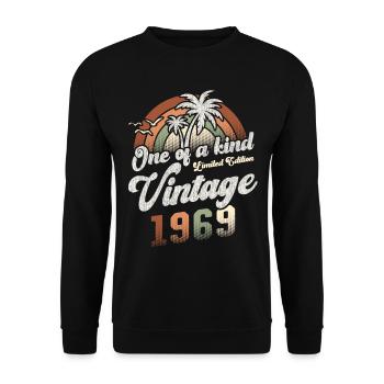 Vintage 1969 Birthday Palm Trees - Unisex Sweatshirt - black - Front - Alina (178cm) & Michal (187cm)