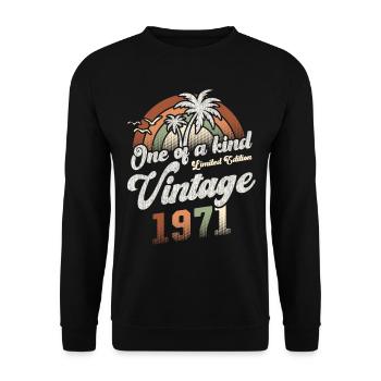 Millésime 1971 Anniversaire Palmiers - Sweat-shirt Unisexe - noir - Devant - Alina (178cm) & Michal (187cm)
