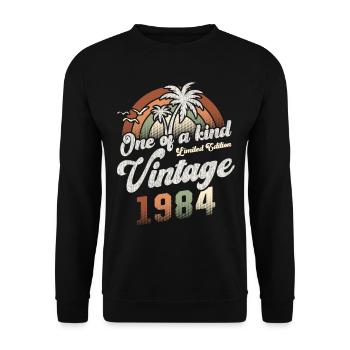 Vintage 1984 Birthday Palm Trees - Unisex Sweatshirt - black - Front - Alina (178cm) & Michal (187cm)