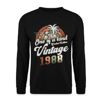 Vintage 1988 Geburtstag Palmen - Unisex Pullover - Schwarz - Vorne - Alina (178cm) & Michal (187cm)