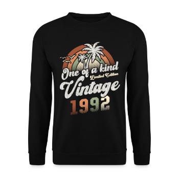 Millésime 1992 Anniversaire Palmiers - Sweat-shirt Unisexe - noir - Devant - Alina (178cm) & Michal (187cm)
