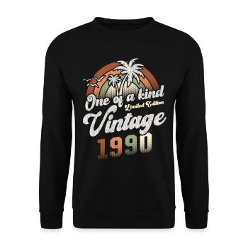 Vintage 1990 Geburtstag Palmen - Unisex Pullover - Schwarz - Vorne - Alina (178cm) & Michal (187cm)