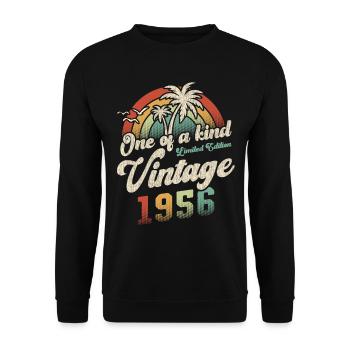 Millésime 1956 Anniversaire Palmiers - Sweat-shirt Unisexe - noir - Devant - Alina (178cm) & Michal (187cm)