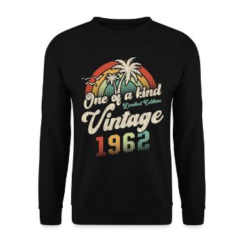 Vintage 1962 Geburtstag Palmen - Unisex Pullover - Schwarz - Vorne - Alina (178cm) & Michal (187cm)