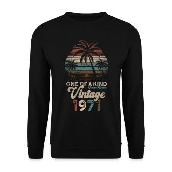 Millésime 1971 Anniversaire Palmiers - Sweat-shirt Unisexe - noir - Devant - Alina (178cm) & Michal (187cm)