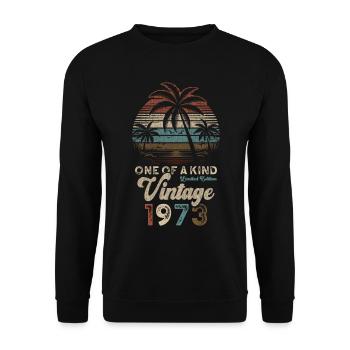 Millésime 1973 Anniversaire Palmiers - Sweat-shirt Unisexe - noir - Devant - Alina (178cm) & Michal (187cm)