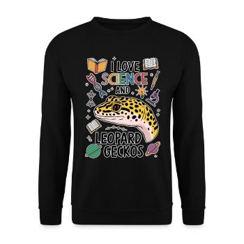 Leopardgecko Spruch Student Leopardgecko Geschenk - Unisex Pullover - Schwarz - Vorne - Alina (178cm) & Michal (187cm)