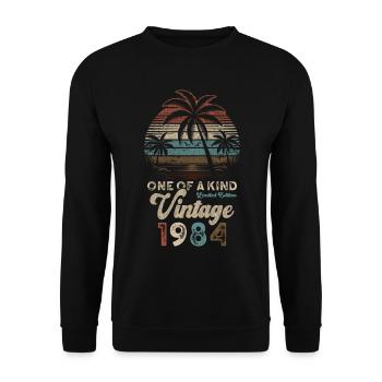 Vintage 1984 Birthday Palm Trees - Unisex Sweatshirt - black - Front - Alina (178cm) & Michal (187cm)