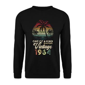 Vintage 1964 Geburtstag Palmen - Unisex Pullover - Schwarz - Vorne - Alina (178cm) & Michal (187cm)