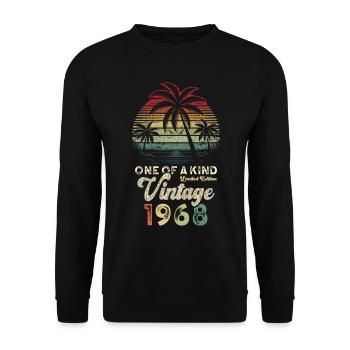 Vintage 1968 Birthday Palm Trees - Unisex Sweatshirt - black - Front - Alina (178cm) & Michal (187cm)