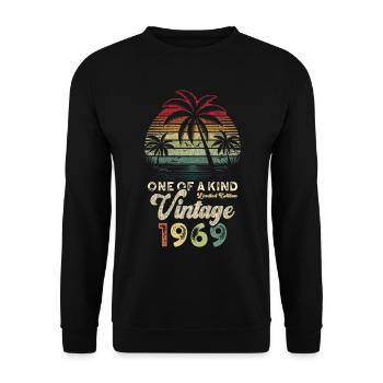 Millésime 1969 Anniversaire Palmiers - Sweat-shirt Unisexe - noir - Devant - Alina (178cm) & Michal (187cm)
