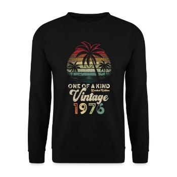 Vintage 1976 Birthday Palm Trees - Unisex Sweatshirt - black - Front - Alina (178cm) & Michal (187cm)