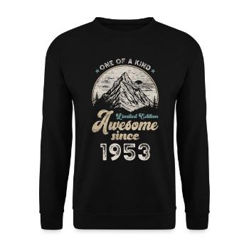 1953 Birthday Berge - Unisex Sweatshirt - black - Front - Alina (178cm) & Michal (187cm)
