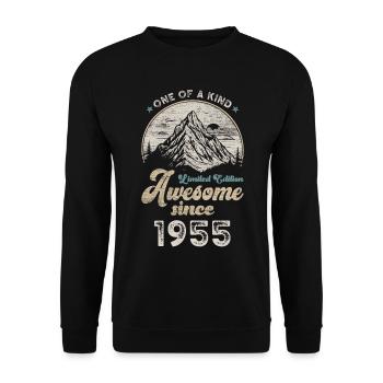 1955 Birthday Berge - Unisex Sweatshirt - black - Front - Alina (178cm) & Michal (187cm)