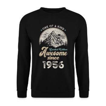 1956 Birthday Berge - Unisex Sweatshirt - black - Front - Alina (178cm) & Michal (187cm)