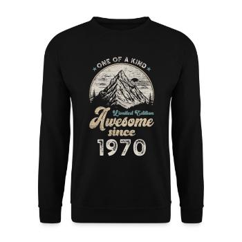 1970 Anniversaire Berge - Sweat-shirt Unisexe - noir - Devant - Alina (178cm) & Michal (187cm)