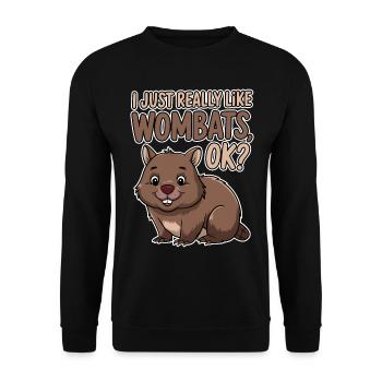 Wombat Spruch Australien Lustiges Wombats Geschenk - Unisex Pullover - Schwarz - Vorne - Alina (178cm) & Michal (187cm)