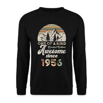 1956 Birthday Berge - Unisex Sweatshirt - black - Front - Alina (178cm) & Michal (187cm)