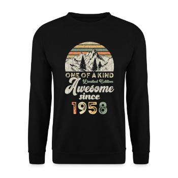 1958 Birthday Berge - Unisex Sweatshirt - black - Front - Alina (178cm) & Michal (187cm)