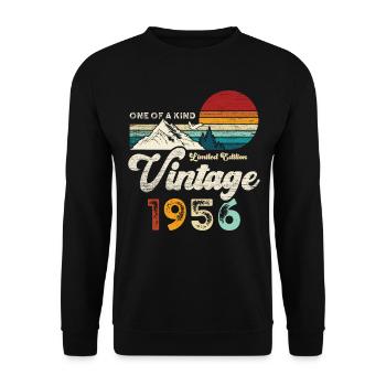 Millésime 1956 Anniversaire Montagnes - Sweat-shirt Unisexe - noir - Devant - Alina (178cm) & Michal (187cm)