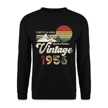 Millésime 1956 Anniversaire Montagnes - Sweat-shirt Unisexe - noir - Devant - Alina (178cm) & Michal (187cm)