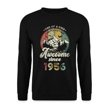 1956 Birthday Berge - Unisex Sweatshirt - black - Front - Alina (178cm) & Michal (187cm)