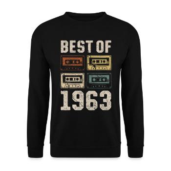 Best Of 1963 Geburtstag Kassette - Unisex Pullover - Schwarz - Vorne - Alina (178cm) & Michal (187cm)