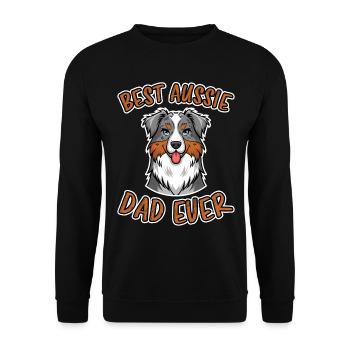 Australian Shepherd Papa Lustiges Aussie Geschenk - Unisex Pullover - Schwarz - Vorne - Alina (178cm) & Michal (187cm)
