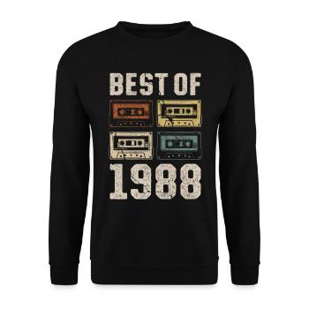 Le meilleur de 1988 Cassette d’anniversaire - Sweat-shirt Unisexe - noir - Devant - Alina (178cm) & Michal (187cm)