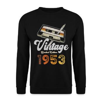 Vintage 1953 Birthday Cassette Pencil - Unisex Sweatshirt - black - Front - Alina (178cm) & Michal (187cm)