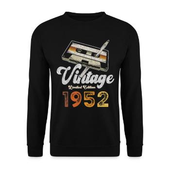 Vintage 1952 Geburtstag Kassette Bleistift - Unisex Pullover - Schwarz - Vorne - Alina (178cm) & Michal (187cm)