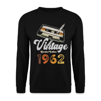 Vintage 1962 Geburtstag Kassette Bleistift - Unisex Pullover - Schwarz - Vorne - Alina (178cm) & Michal (187cm)