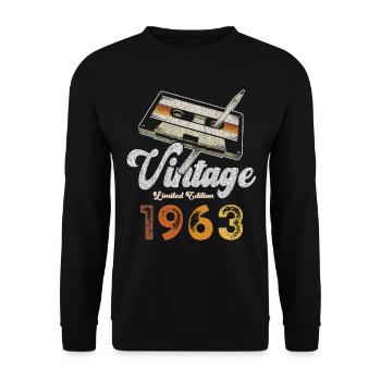 Vintage 1963 Birthday Cassette Pencil - Unisex Sweatshirt - black - Front - Alina (178cm) & Michal (187cm)