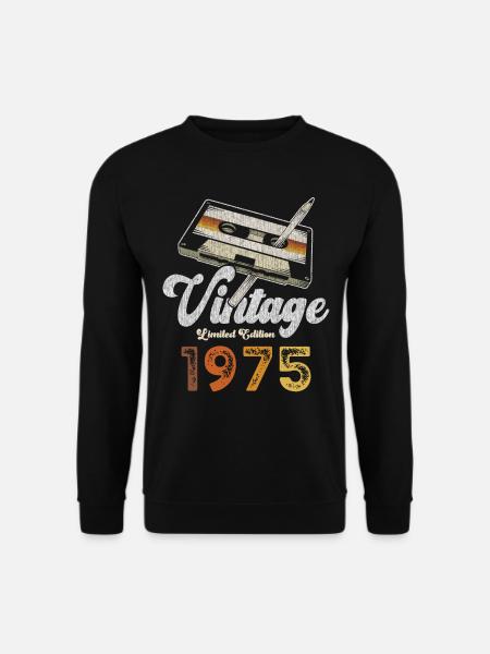 Vintage 1975 Geburtstag Kassette Bleistift - Unisex Pullover - Schwarz