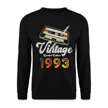 Vintage 1993 Geburtstag Kassette Bleistift - Unisex Pullover - Schwarz - Vorne - Alina (178cm) & Michal (187cm)