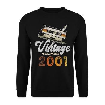 Vintage 2001 Geburtstag Kassette Bleistift - Unisex Pullover - Schwarz - Vorne - Alina (178cm) & Michal (187cm)