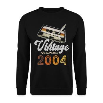Vintage 2004 Geburtstag Kassette Bleistift - Unisex Pullover - Schwarz - Vorne - Alina (178cm) & Michal (187cm)