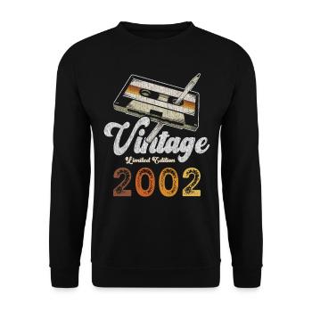 Vintage 2002 Geburtstag Kassette Bleistift - Unisex Pullover - Schwarz - Vorne - Alina (178cm) & Michal (187cm)