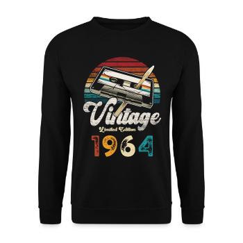 Vintage 1964 Geburtstag Kassette Bleistift - Unisex Pullover - Schwarz - Vorne - Alina (178cm) & Michal (187cm)