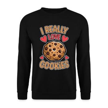 Cookies Saying Chocolate Cookies Funny Cookie Gift - Unisex Sweatshirt - black - Front - Alina (178cm) & Michal (187cm)