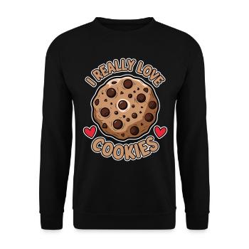 Cookies Saying Chocolate Cookies Funny Cookie Gift - Unisex Sweatshirt - black - Front - Alina (178cm) & Michal (187cm)