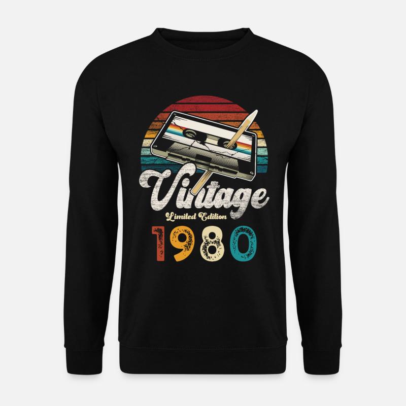 Vintage 1980 Geburtstag Kassette Bleistift - Unisex Pullover - Schwarz