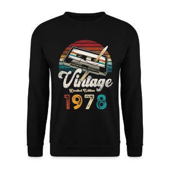 Vintage 1978 Birthday Cassette Pencil - Unisex Sweatshirt - black - Front - Alina (178cm) & Michal (187cm)