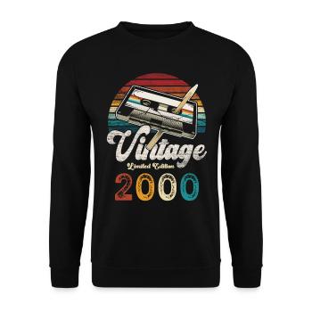 Vintage 2000's Birthday Cassette Pencil - Unisex Sweatshirt - black - Front - Alina (178cm) & Michal (187cm)
