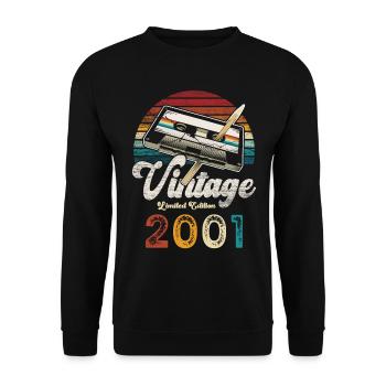 Vintage 2001 Birthday Cassette Pencil - Unisex Sweatshirt - black - Front - Alina (178cm) & Michal (187cm)