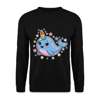Narwal Spruch Narwale Lustiges Narwal Geschenk - Unisex Pullover - Schwarz - Vorne - Alina (178cm) & Michal (187cm)